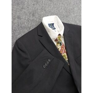 Pronto Uomo Blazer Jacket Mens 46 Long Black Wool Suit‎ Formal Platinum 2 button
